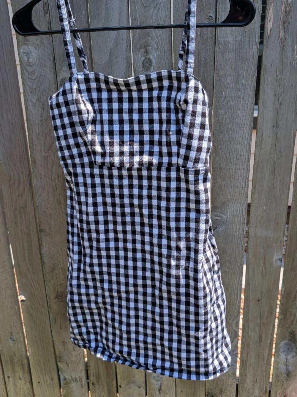 Hollister Black and White Checkered Gingham Spaghetti Strap Mini Dress, Size XS